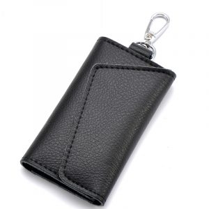 textured genuine leather key wallet